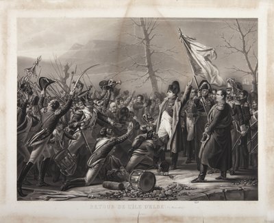 Terugkeer van het eiland Elba, 7 maart 1815, gegraveerd door Jeuzet door Carl von Steuben